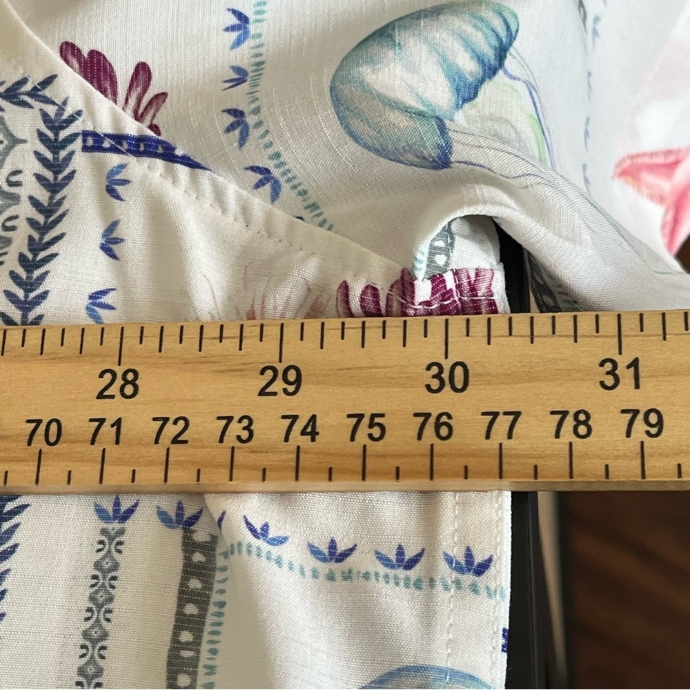 Caribbean Men's Sealife Tile Print Front Button Short Sleeve - Picture 9 of 10